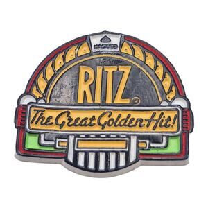 Vintage Fridge Magnet Nabisco RITZ Crackers THE GREAT GOLDEN HIT! 2x1.75"